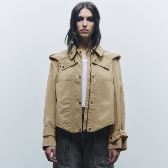 New Zara Crop Trench Jacket - Picture 2 of 9